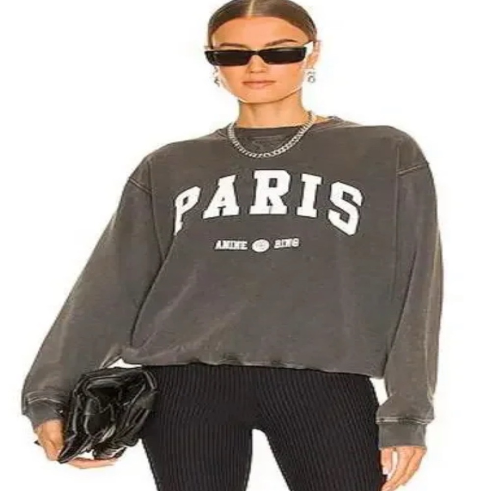 Anine Bing Boxy Charcoal Gray Sweatshirt